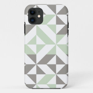 Sage Green and Silver Geometric ZigZag Case-Mate iPhone Case