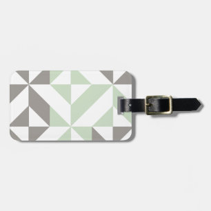 Sage Green and Silver Geometric ZigZag Luggage Tag