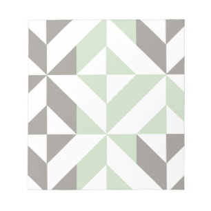 Sage Green and Silver Geometric ZigZag Notepad