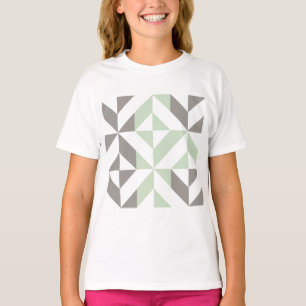 Sage Green and Silver Geometric ZigZag T-Shirt
