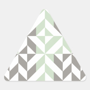 Sage Green and Silver Geometric ZigZag Triangle Sticker