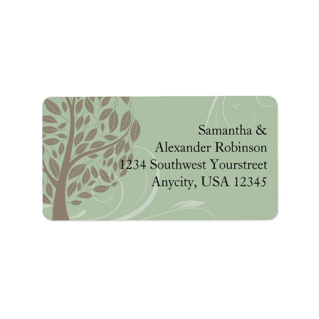 Sage Green and Soft Brown Stylised Eco Tree Label (Front)