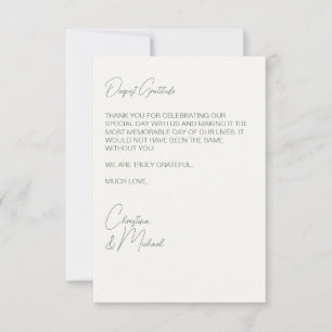 Sage Green and Soft White Wedding Photo Thank You Card