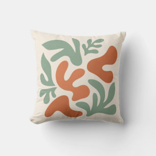 sage green and terracotta abstract wall art cushion