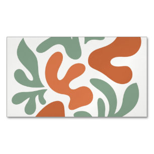 sage green and terracotta abstract wall art magnetic business card