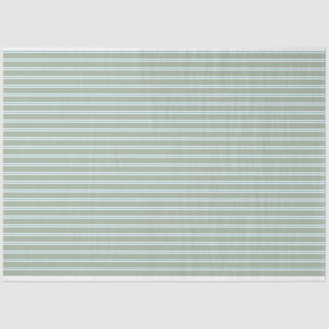 Sage Green and Turquoise Stripes Tissue Paper (Front)