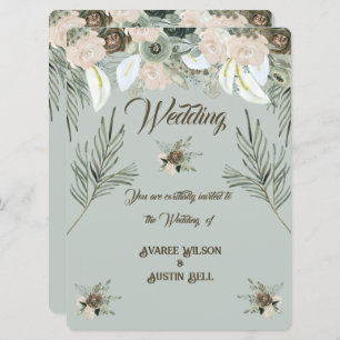 Sage Green and Vanilla Cream Wedding Invitation