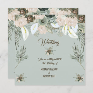 Sage Green and Vanilla Cream Wedding Invitation