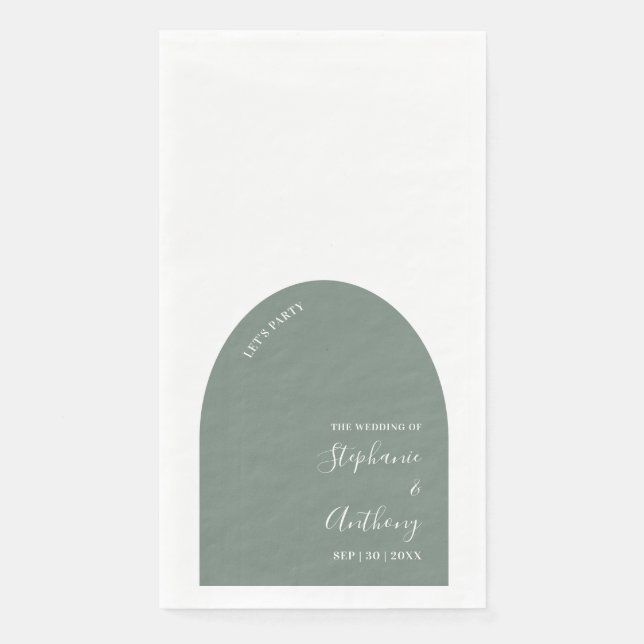 Sage Green and White Arch Wedding   Napkin (Front)