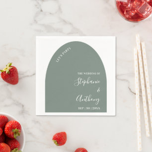 Sage Green and White Arch Wedding Napkin