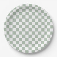 Sage Green and White Checkered