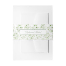  Sage Green and White Damask Invitation Belly Band