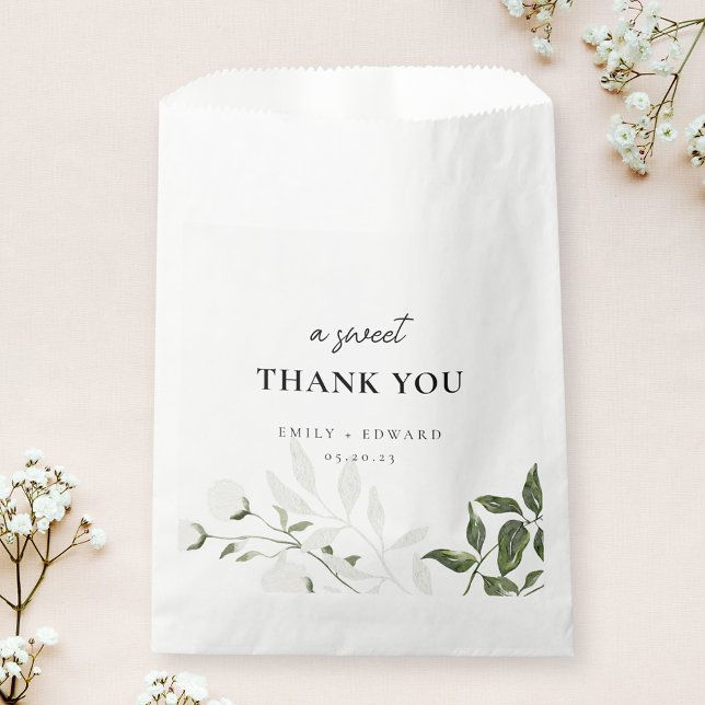 Sage Green and White Floral A Sweet Thank You Favour Bags (Creator Uploaded)