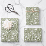 Sage Green and White Floral Bridal Shower Wedding Wrapping Paper Sheet<br><div class="desc">Pretty sage green and white floral bridal shower,  wedding and birthday for her wrapping paper sheets.  Available in a set of three sheets</div>