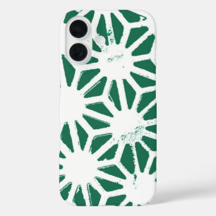Sage green and white geometric pattern iPhone 16 case