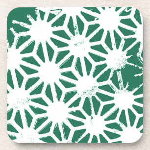 Sage green and white geometric pattern coaster
