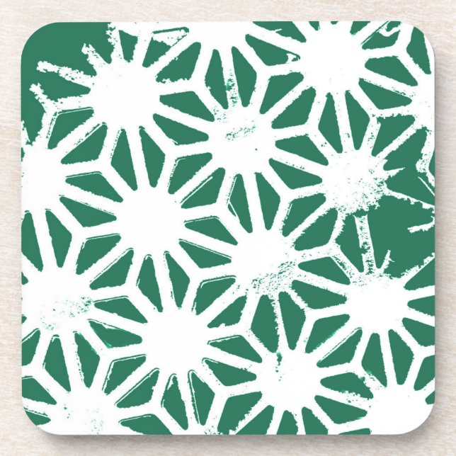 Sage green and white geometric pattern coaster (Front)