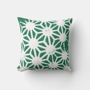 Sage green and white geometric pattern cushion