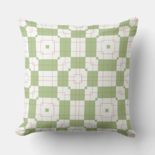 Sage Green and White Geometric Pattern Design Cushion