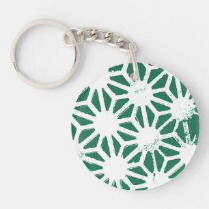 Sage green and white geometric pattern key ring