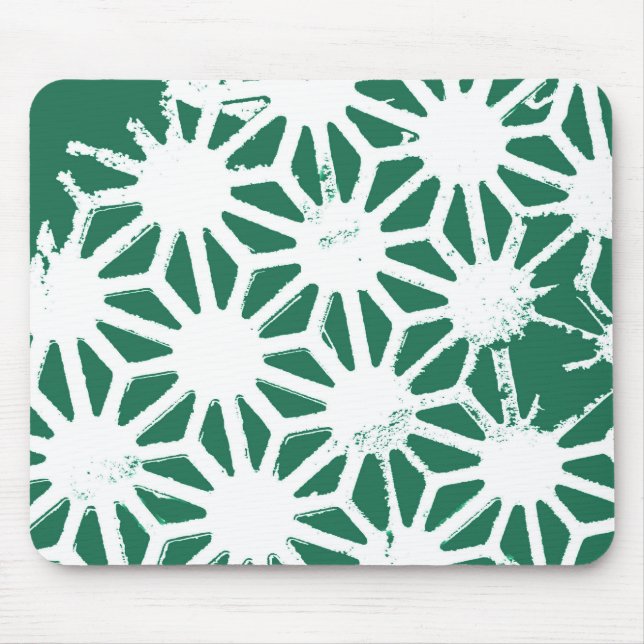 Sage green and white geometric pattern mouse pad (Front)