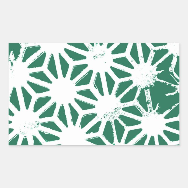 Sage green and white geometric pattern rectangular sticker (Front)