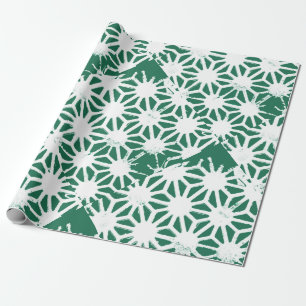 Sage green and white geometric pattern wrapping paper