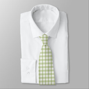 Sage Green and White Gingham Tie