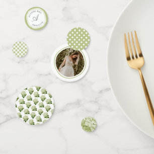 Sage Green and White Hydrangea Bridal Shower Confetti
