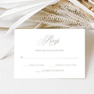 Sage Green and White Italian Elegance Wedding RSVP Card