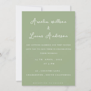 sage green and white minimalist wedding invitation