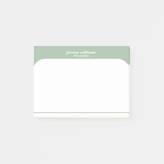 Sage-green and white minimalistic geometric design post-it notes (Front)