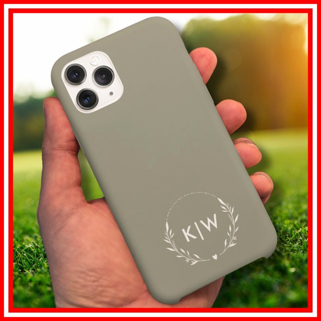 Sage Green and White | Modern Initials Monogram Case-Mate iPhone Case (Sage Green and White | Modern Initials Monogram Case-Mate iPhone Case)
