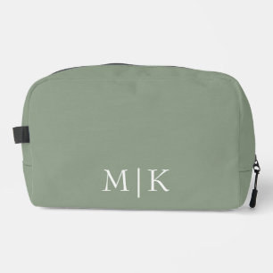 Sage Green and White   Modern Monogram Dopp Kit