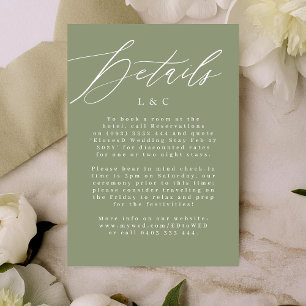 Sage Green and White Modern Wedding Enclosure Card