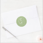Sage Green and White Monogram Wedding Classic Round Sticker<br><div class="desc">Sage green monogram wedding seals</div>