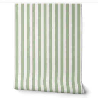 Sage Green and White Soft Stripe Wallpaper