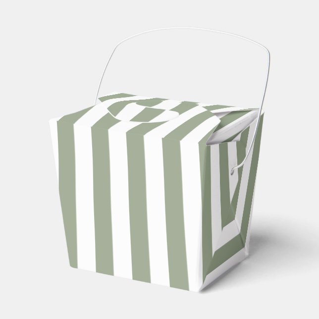 Sage Green and White Stripe Thank You Favour Box (Front Side)