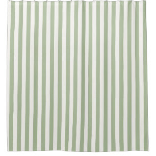 Sage Green and White Wide Nursery Stripe Shower Curtain