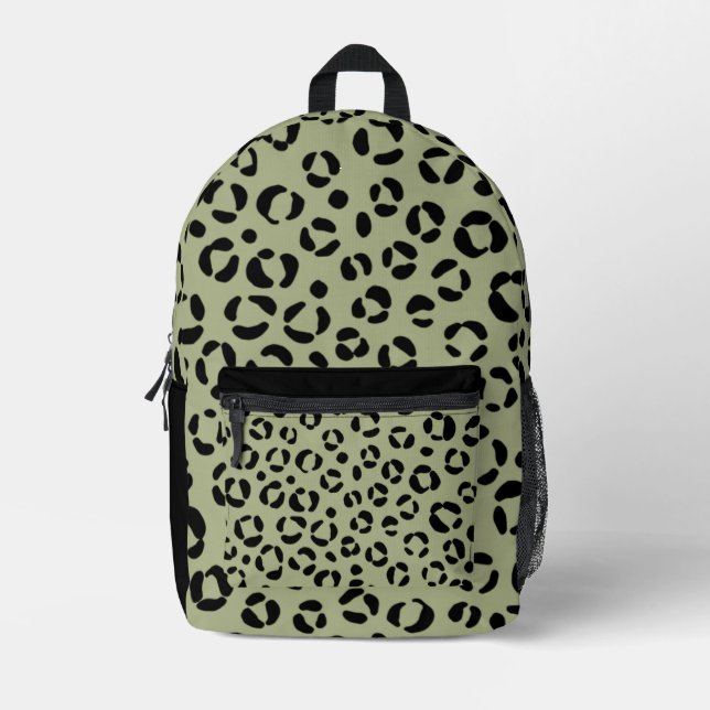 Sage Green Animal  Printed Backpack (Front)