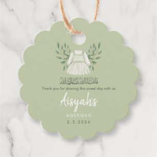 Sage Green Aqiqah Favor Tag- Thank You Label