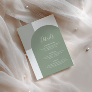 Sage Green Arch Boho Wedding Details QR Code Enclosure Card