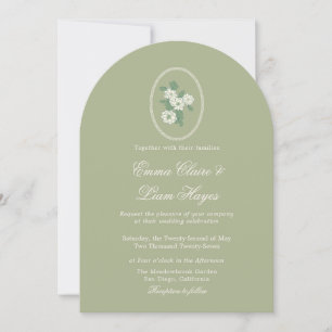 Sage Green Arch Chinoiserie Wedding Invitation