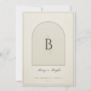 Sage Green Arch Greenery 1 Photo Christmas Card