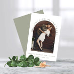 Sage Green Arch Photo Engagement Announcement<br><div class="desc">Modern Arch Photo Engagement Announcement. Let your friends and loved ones know about your Biggest Flex of the Year - your engagement with this creative and unique announcement featuring your photo and our trendy, stylish, boho arch. This one is modern sage green and white, but all colours and fonts are...</div>