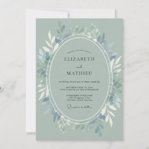 Sage Green Arctic Winter Wedding Invitation