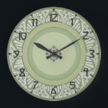 Sage Green Art Deco Large Clock<br><div class="desc">In cool greys and greens with an art deco design,  this clock will give you a unique touch in your own home.</div>