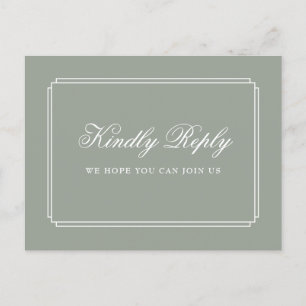 Sage Green Art Deco Song Request RSVP Postcard
