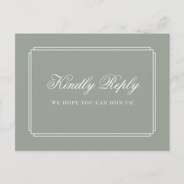 Sage Green Art Deco Song Request RSVP Postcard (Front)