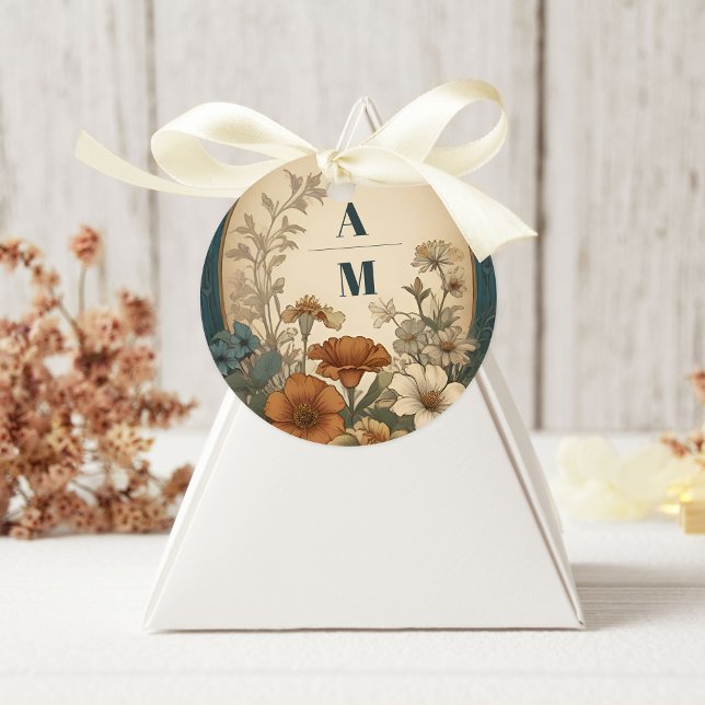 Sage Green Art Nouveau Alphonse Mucha Wedding Classic Round Sticker (Creator Uploaded)